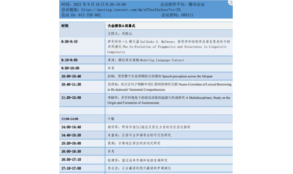 2021年9月10日——Salikoko S.Mufwene教授、龚涛教授、彭刚教授等：第12届演化语言学国际研讨会